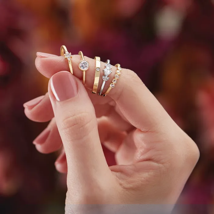 Rings 302 Fine Jewelry Two Moons 16 CTW Natural RoseCut Diamond Stackable Ring Solid 14K White Yellow Rose