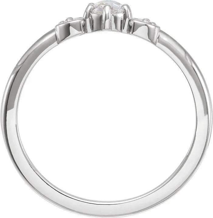 Rings 302 Fine Jewelry Two Moons 16 CTW Natural RoseCut Diamond Stackable Ring Solid 14K White Yellow Rose