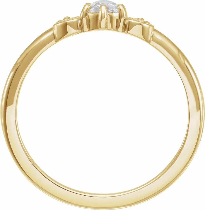Rings 302 Fine Jewelry Two Moons 16 CTW Natural RoseCut Diamond Stackable Ring Solid 14K White Yellow Rose