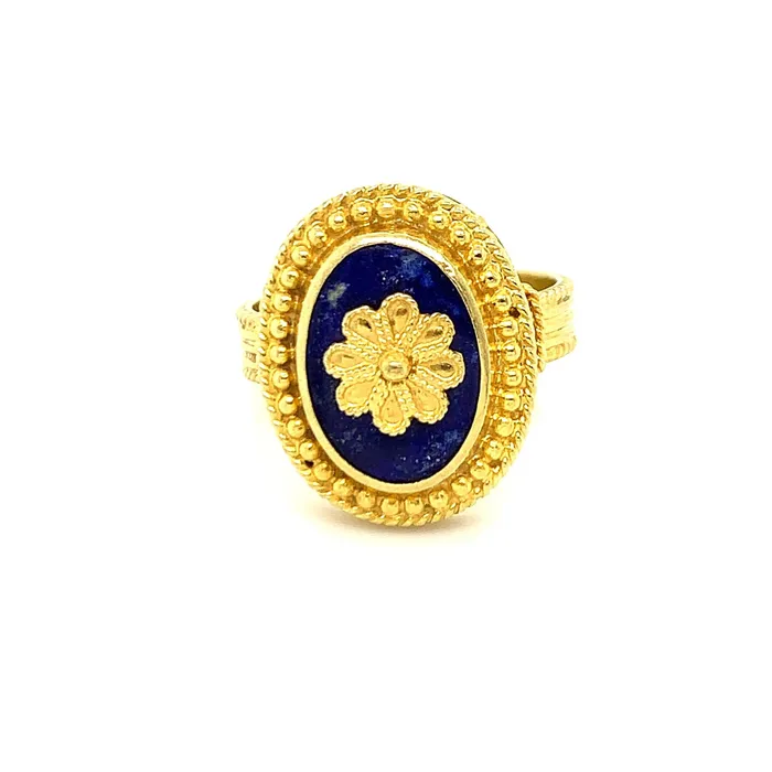 Rings ATHENA 14K GOLD SODALITE RING Vintage Magnality