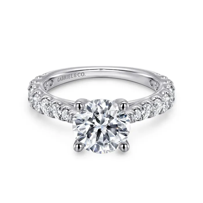 Rings Gabriel 14K White Gold 76ctw 4 Prong Style Diamond SemiMount Engagement Ring GABRIEL CO Rings Gabriel 14K White Gold 76ctw 4 Prong Style Diamond SemiMount Engagement Ring GABRIEL CO
