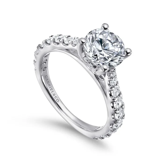 Rings Gabriel 14K White Gold 76ctw 4 Prong Style Diamond SemiMount Engagement Ring GABRIEL CO Rings Gabriel 14K White Gold 76ctw 4 Prong Style Diamond SemiMount Engagement Ring GABRIEL CO