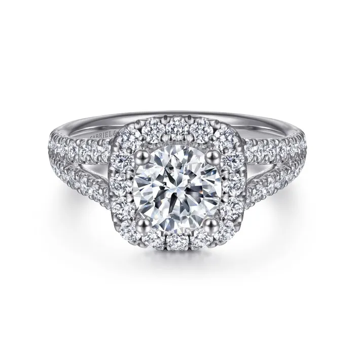 Rings GABRIEL CO Gabriel 14K White Gold 83ctw Cushion Halo Style Diamond SemiMount Engagement Ring Rings GABRIEL CO Gabriel 14K White Gold 83ctw Cushion Halo Style Diamond SemiMount Engagement Ring