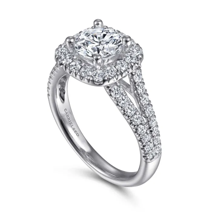 Rings GABRIEL CO Gabriel 14K White Gold 83ctw Cushion Halo Style Diamond SemiMount Engagement Ring Rings GABRIEL CO Gabriel 14K White Gold 83ctw Cushion Halo Style Diamond SemiMount Engagement Ring