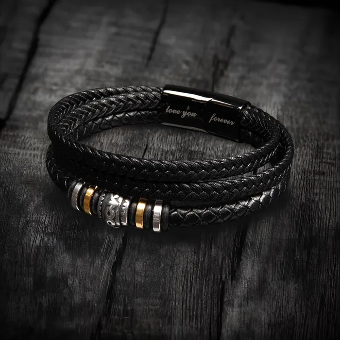 ShineOn Fulfillment Bracelets Gift For Grandson From Grandma and Grandpa Never Forget Your Way Home Mens Braided Leather Bracelet Great As A Christmas Gift or A Birthday Present For Him
