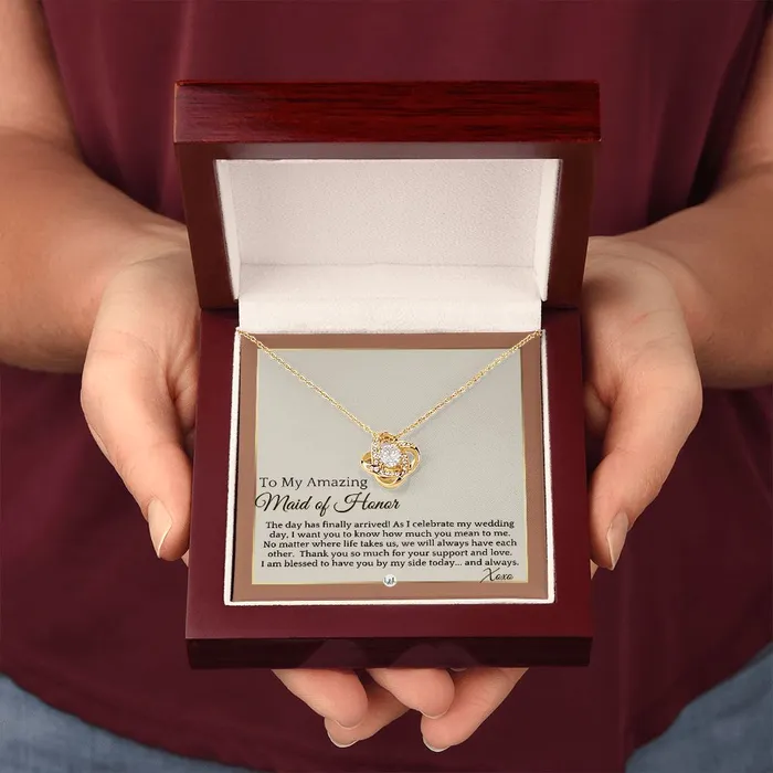 ShineOn Fulfillment Necklaces Maid of Honor Gift MOH On My Wedding Day Great Wedding Party Thank You Gift From The Bride Terracotta Rust And Gold Wedding Theme