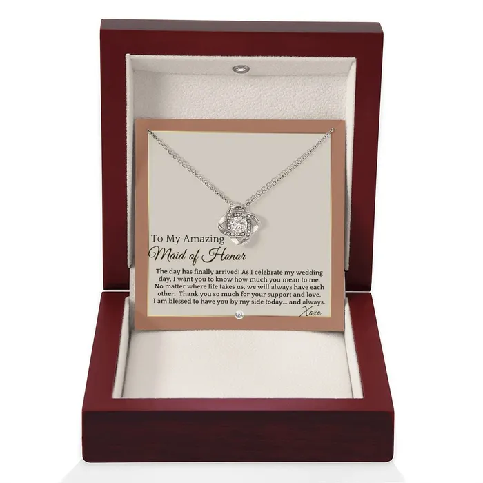 ShineOn Fulfillment Necklaces Maid of Honor Gift MOH On My Wedding Day Great Wedding Party Thank You Gift From The Bride Terracotta Rust And Gold Wedding Theme