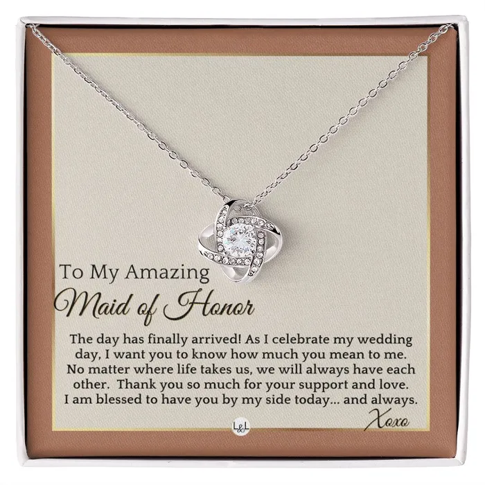 ShineOn Fulfillment Necklaces Maid of Honor Gift MOH On My Wedding Day Great Wedding Party Thank You Gift From The Bride Terracotta Rust And Gold Wedding Theme