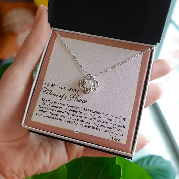 ShineOn Fulfillment Necklaces Maid of Honor Gift MOH On My Wedding Day Great Wedding Party Thank You Gift From The Bride Terracotta Rust And Gold Wedding Theme