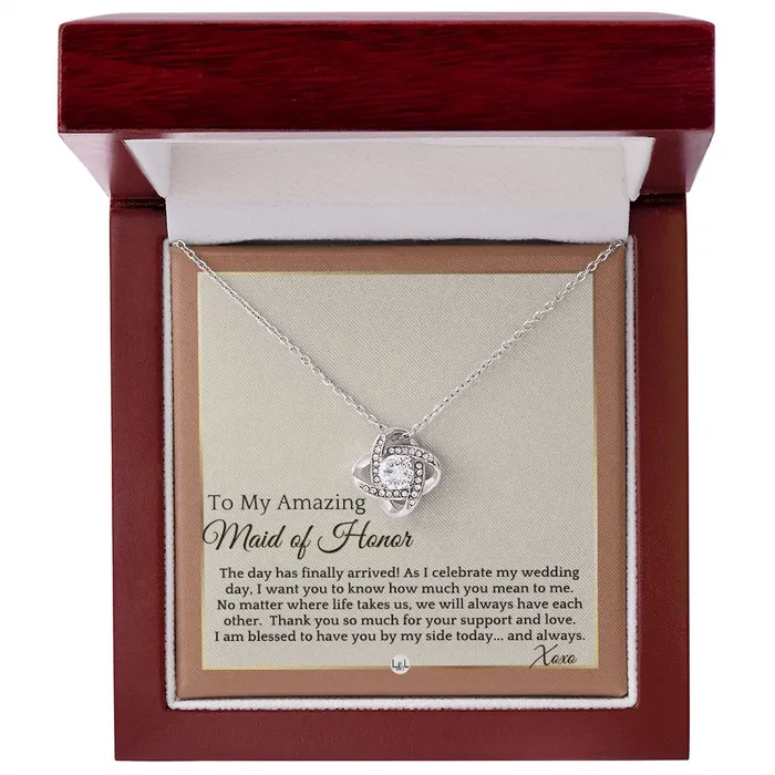 ShineOn Fulfillment Necklaces Maid of Honor Gift MOH On My Wedding Day Great Wedding Party Thank You Gift From The Bride Terracotta Rust And Gold Wedding Theme