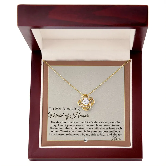 ShineOn Fulfillment Necklaces Maid of Honor Gift MOH On My Wedding Day Great Wedding Party Thank You Gift From The Bride Terracotta Rust And Gold Wedding Theme