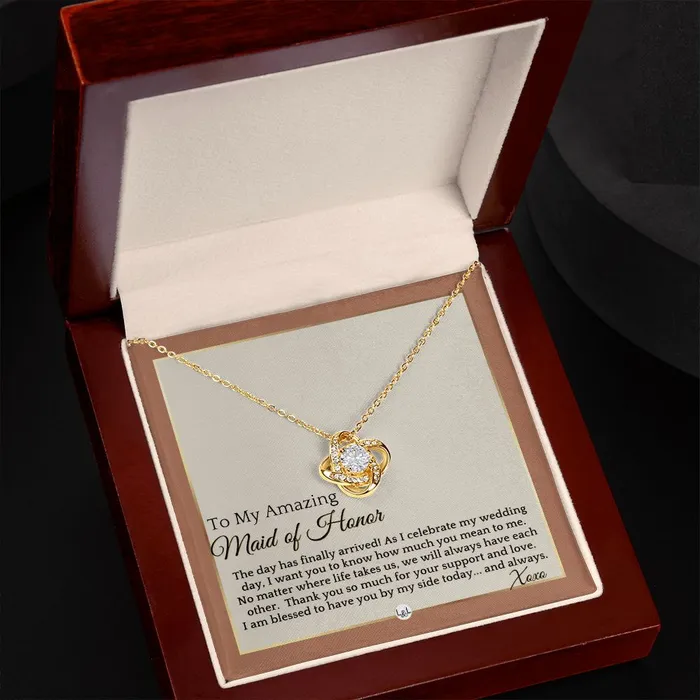 ShineOn Fulfillment Necklaces Maid of Honor Gift MOH On My Wedding Day Great Wedding Party Thank You Gift From The Bride Terracotta Rust And Gold Wedding Theme