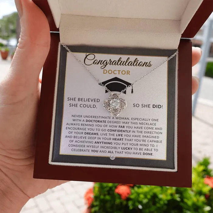 ShineOn Fulfillment Necklaces PHD Graduation Gift For Her Beautiful Womens Pendant Necklace Heartfelt Graduation Message 2024 Graduation Gift For New Doctor Graduate