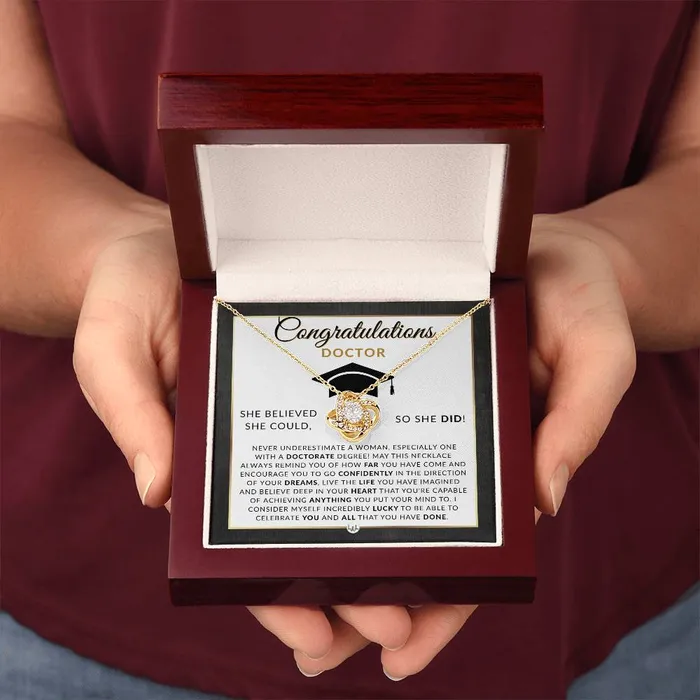 ShineOn Fulfillment Necklaces PHD Graduation Gift For Her Beautiful Womens Pendant Necklace Heartfelt Graduation Message 2024 Graduation Gift For New Doctor Graduate