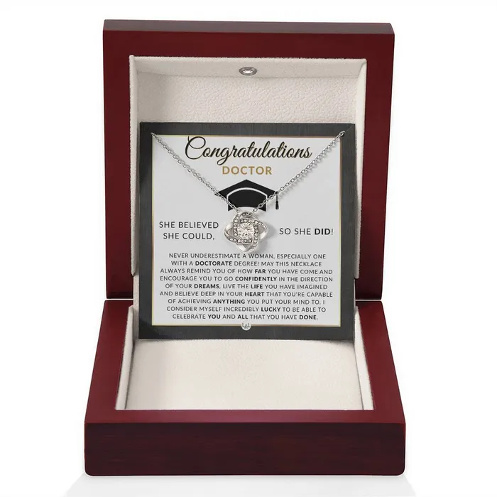 ShineOn Fulfillment Necklaces PHD Graduation Gift For Her Beautiful Womens Pendant Necklace Heartfelt Graduation Message 2024 Graduation Gift For New Doctor Graduate