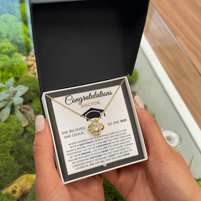 ShineOn Fulfillment Necklaces PHD Graduation Gift For Her Beautiful Womens Pendant Necklace Heartfelt Graduation Message 2024 Graduation Gift For New Doctor Graduate