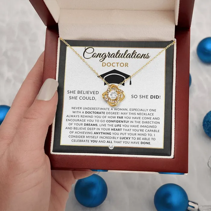 ShineOn Fulfillment Necklaces PHD Graduation Gift For Her Beautiful Womens Pendant Necklace Heartfelt Graduation Message 2024 Graduation Gift For New Doctor Graduate