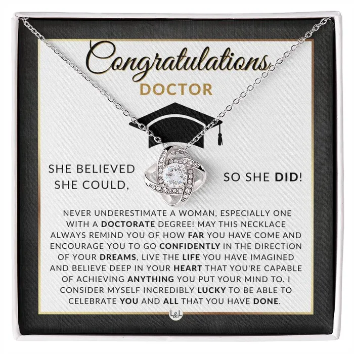 ShineOn Fulfillment Necklaces PHD Graduation Gift For Her Beautiful Womens Pendant Necklace Heartfelt Graduation Message 2024 Graduation Gift For New Doctor Graduate