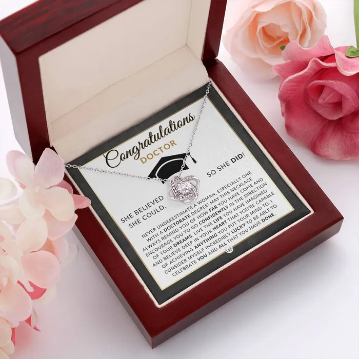 ShineOn Fulfillment Necklaces PHD Graduation Gift For Her Beautiful Womens Pendant Necklace Heartfelt Graduation Message 2024 Graduation Gift For New Doctor Graduate