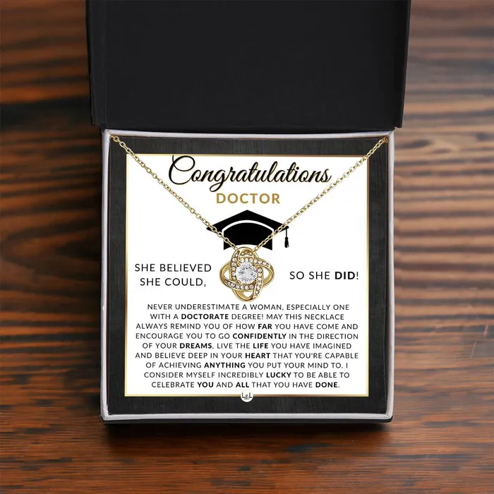 ShineOn Fulfillment Necklaces PHD Graduation Gift For Her Beautiful Womens Pendant Necklace Heartfelt Graduation Message 2024 Graduation Gift For New Doctor Graduate