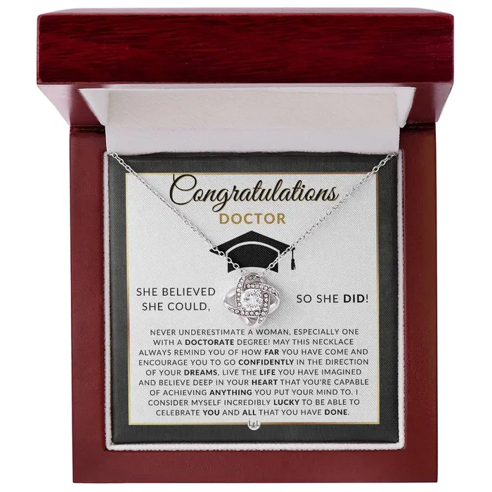 ShineOn Fulfillment Necklaces PHD Graduation Gift For Her Beautiful Womens Pendant Necklace Heartfelt Graduation Message 2024 Graduation Gift For New Doctor Graduate