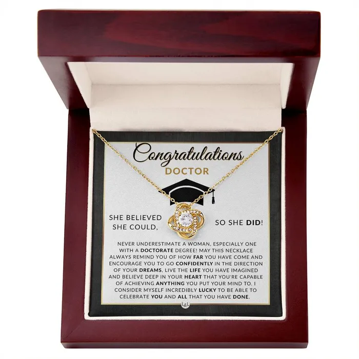 ShineOn Fulfillment Necklaces PHD Graduation Gift For Her Beautiful Womens Pendant Necklace Heartfelt Graduation Message 2024 Graduation Gift For New Doctor Graduate