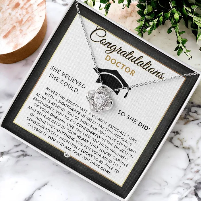 ShineOn Fulfillment Necklaces PHD Graduation Gift For Her Beautiful Womens Pendant Necklace Heartfelt Graduation Message 2024 Graduation Gift For New Doctor Graduate
