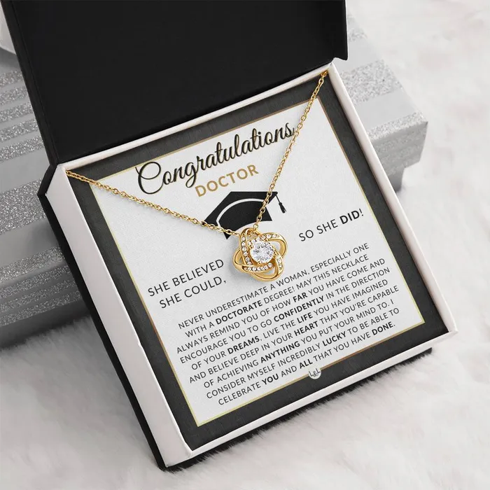 ShineOn Fulfillment Necklaces PHD Graduation Gift For Her Beautiful Womens Pendant Necklace Heartfelt Graduation Message 2024 Graduation Gift For New Doctor Graduate