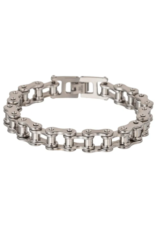 Silver Bike Chain Titanium Bracelet Eye Candy LA Bracelets