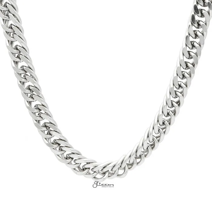 Stainless Steel Curb Link Chain Necklaces 12mm width Glitters Bracelets