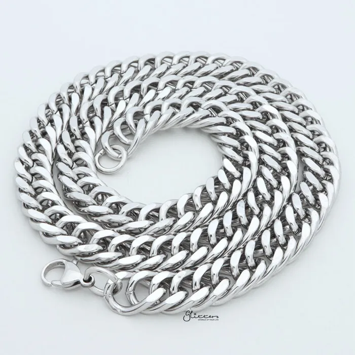 Stainless Steel Curb Link Chain Necklaces 12mm width Glitters Bracelets