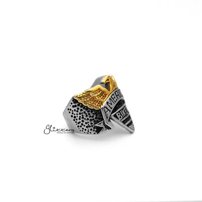 Stainless Steel Eagle with AMERICAN BIKER Casting Mens Rings Glitters Bracelets