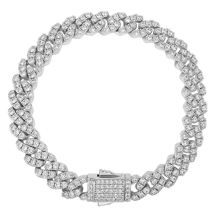 The Icetruck 8mm Micro Cuban Link Bracelet in White Gold Bracelets