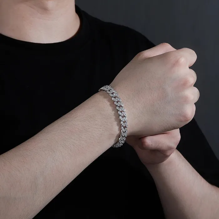 The Icetruck 8mm Micro Cuban Link Bracelet in White Gold Bracelets