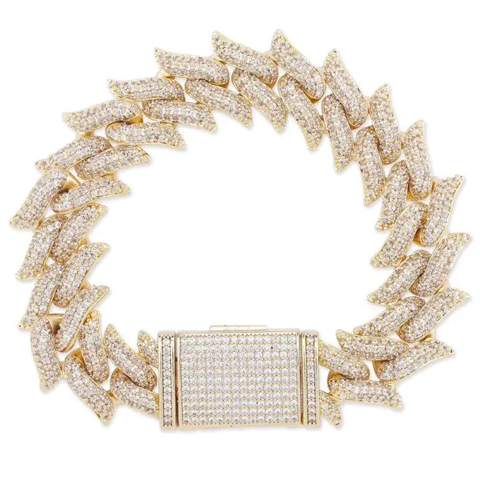 The Icetruck Bracelets 16mm Spiked Cuban Bracelet in Yellow Gold