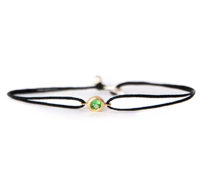 Vivien Frank Designs Bracelets Tsavorite Gemstone Solitaire cord Bracelet