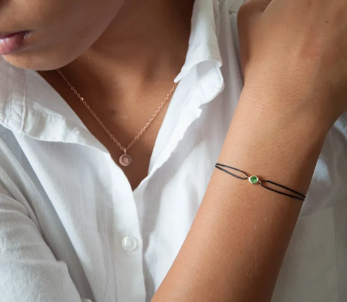 Vivien Frank Designs Bracelets Tsavorite Gemstone Solitaire cord Bracelet