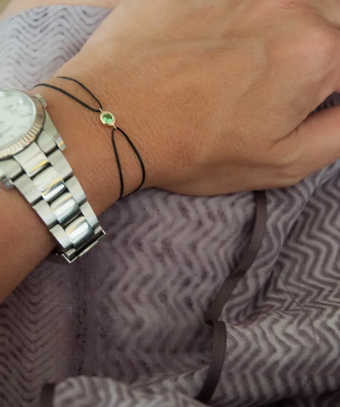 Vivien Frank Designs Bracelets Tsavorite Gemstone Solitaire cord Bracelet