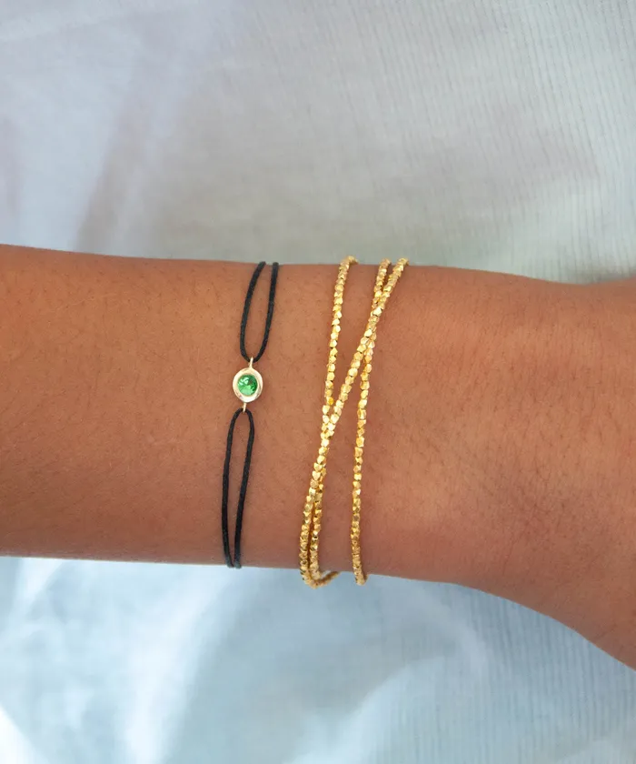 Vivien Frank Designs Bracelets Tsavorite Gemstone Solitaire cord Bracelet