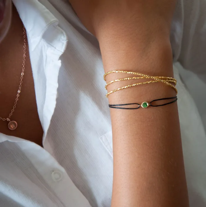 Vivien Frank Designs Bracelets Tsavorite Gemstone Solitaire cord Bracelet