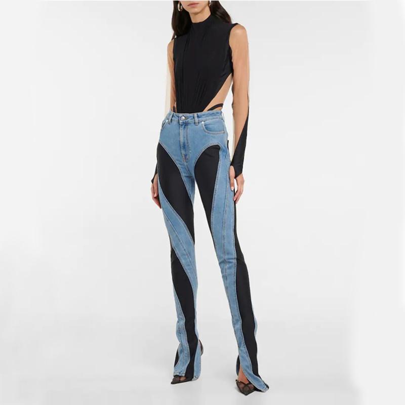 Denim | Zipped Spiral’ jeans – Damen Bekleidung Damen